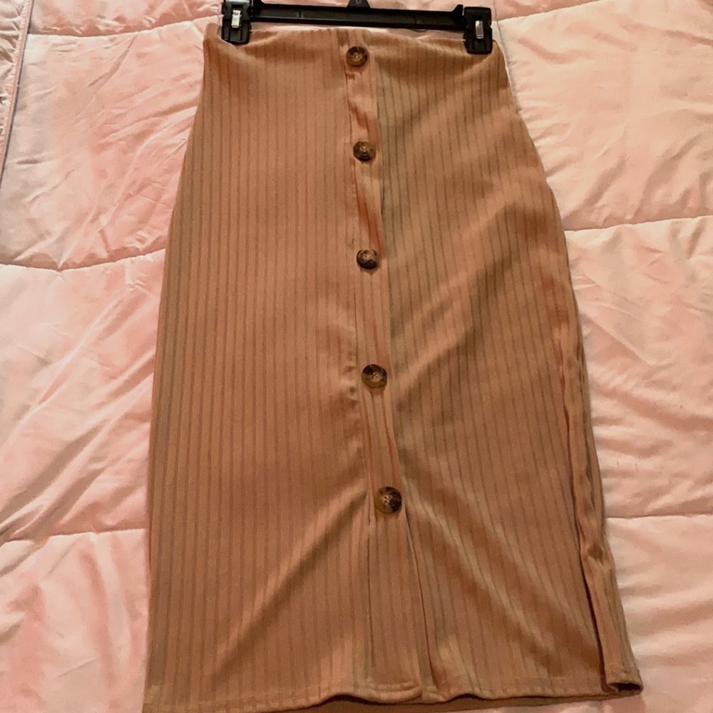 Nude Midi Skirt